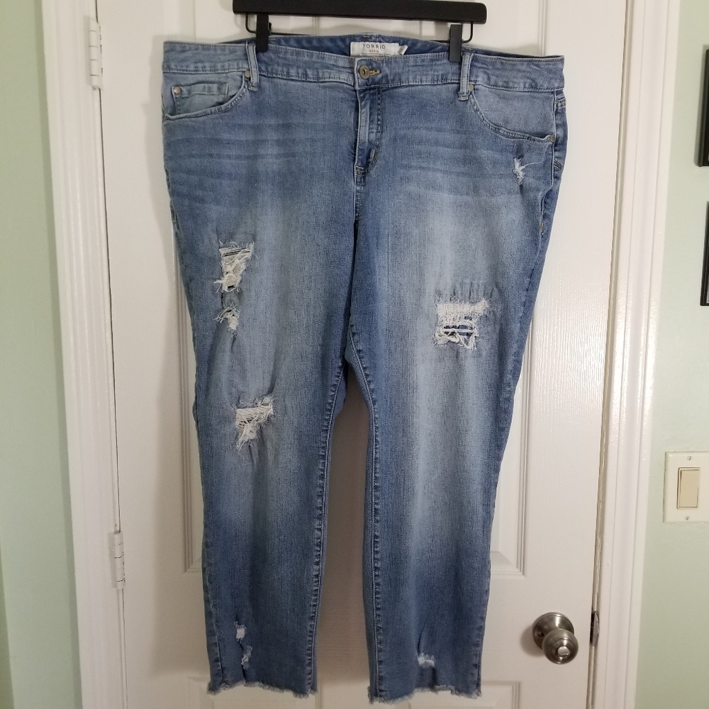 Torrid - Distressed Raw Hem Boyfriend Jeans- Size 24